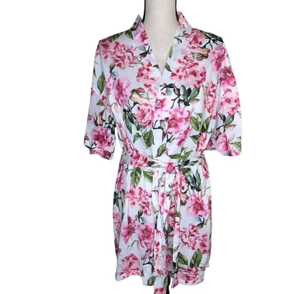 Show Me Your Mumu White and Pink Floral Short Robe